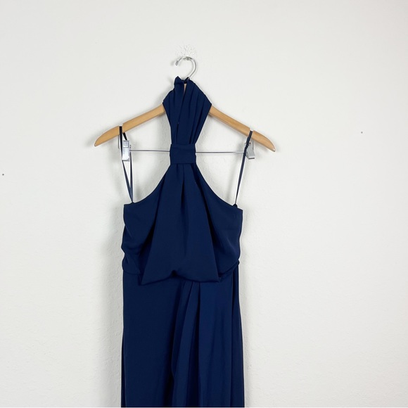 Shona Joy Core Knot Draped Dress in Navy Size 4 - Picture 3 of 8